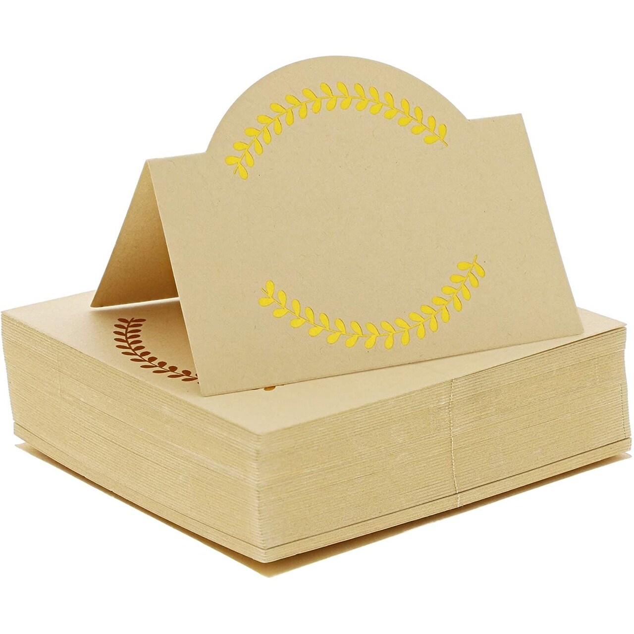 100 Pack Place Cards - Brown Kraft Wedding Tent Cards - 3.5 x 2.7 inches